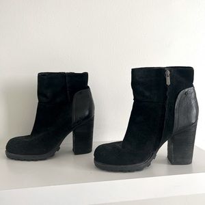 Sam Edelman Suede/Leather Ankle Boots—Black